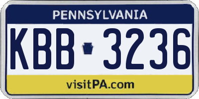 PA license plate KBB3236