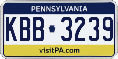 PA license plate KBB3239