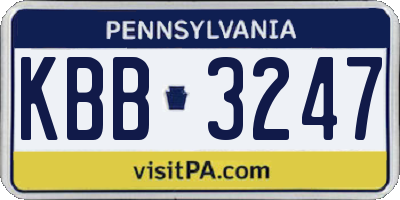 PA license plate KBB3247
