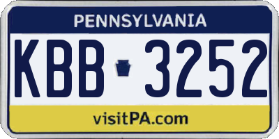 PA license plate KBB3252