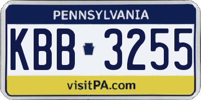PA license plate KBB3255