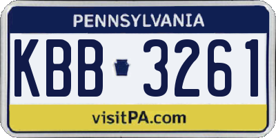 PA license plate KBB3261