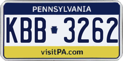 PA license plate KBB3262