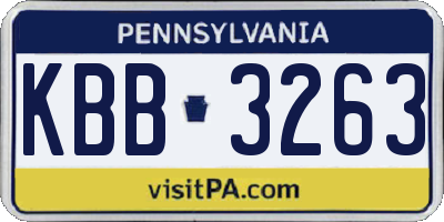 PA license plate KBB3263