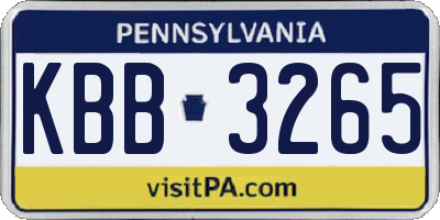PA license plate KBB3265