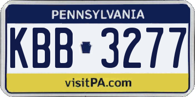 PA license plate KBB3277