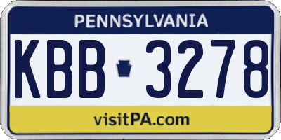 PA license plate KBB3278
