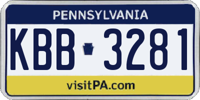 PA license plate KBB3281