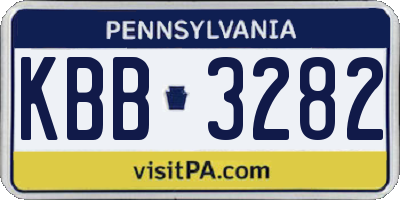 PA license plate KBB3282
