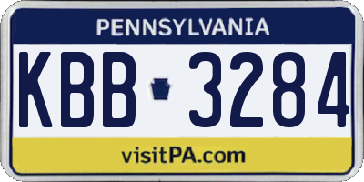 PA license plate KBB3284