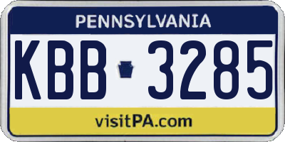 PA license plate KBB3285
