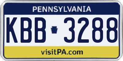 PA license plate KBB3288