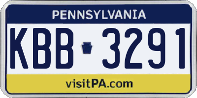 PA license plate KBB3291
