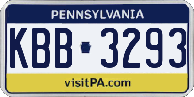 PA license plate KBB3293