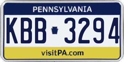 PA license plate KBB3294