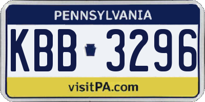 PA license plate KBB3296