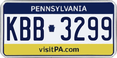 PA license plate KBB3299