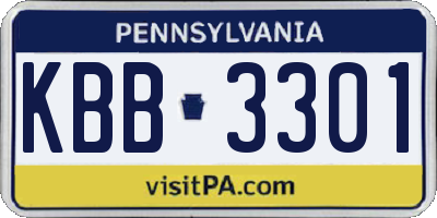PA license plate KBB3301
