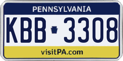 PA license plate KBB3308