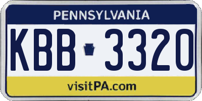 PA license plate KBB3320