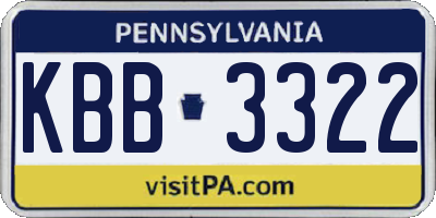 PA license plate KBB3322