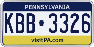 PA license plate KBB3326