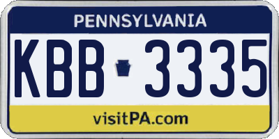 PA license plate KBB3335