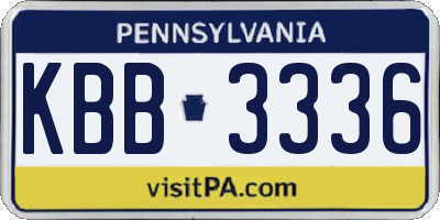 PA license plate KBB3336