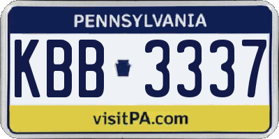PA license plate KBB3337