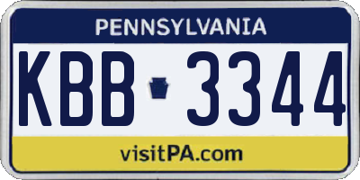 PA license plate KBB3344