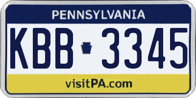 PA license plate KBB3345