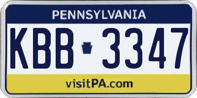 PA license plate KBB3347
