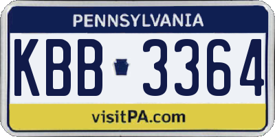 PA license plate KBB3364