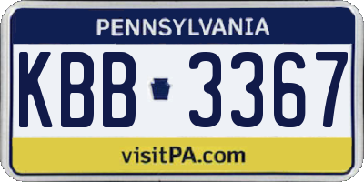 PA license plate KBB3367