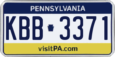 PA license plate KBB3371