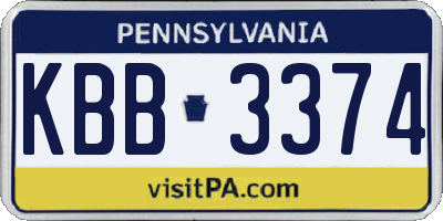 PA license plate KBB3374