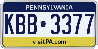 PA license plate KBB3377