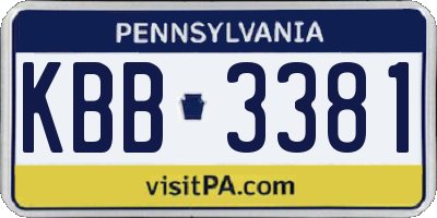 PA license plate KBB3381