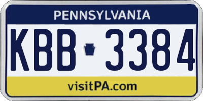 PA license plate KBB3384