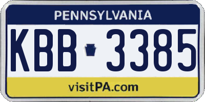 PA license plate KBB3385
