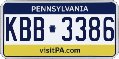 PA license plate KBB3386