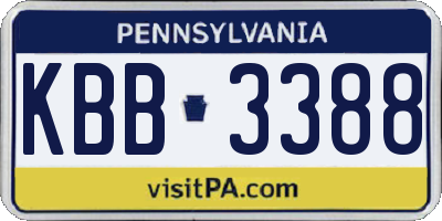 PA license plate KBB3388