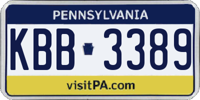 PA license plate KBB3389