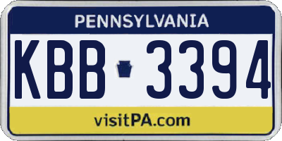 PA license plate KBB3394