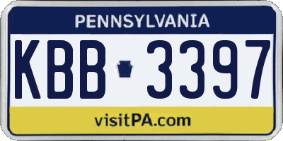 PA license plate KBB3397