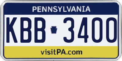 PA license plate KBB3400