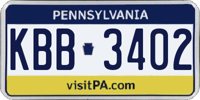 PA license plate KBB3402