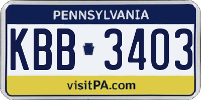 PA license plate KBB3403