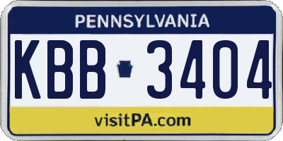 PA license plate KBB3404