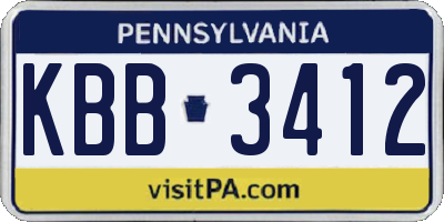 PA license plate KBB3412